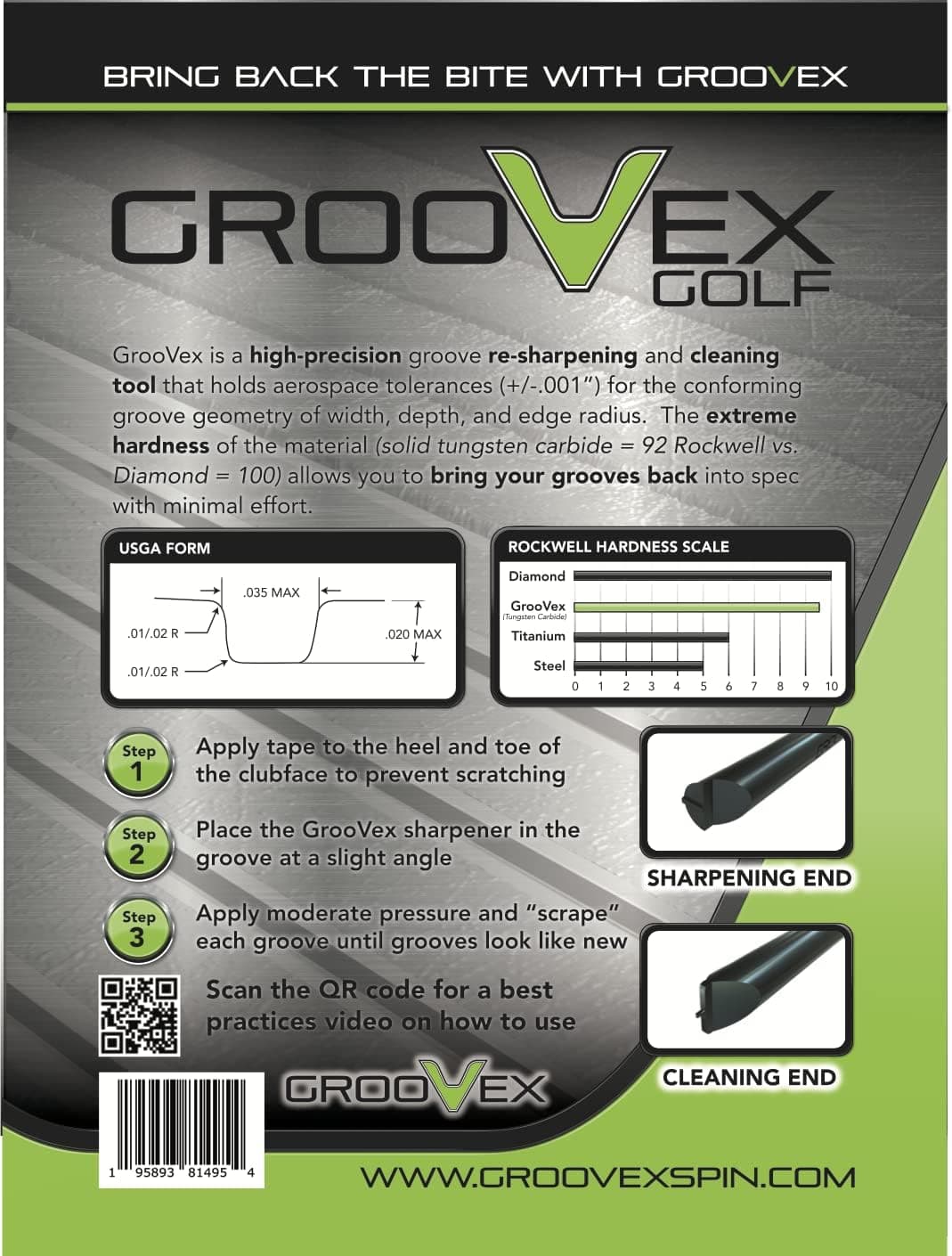 GrooVex Golf packaging with usage instructions